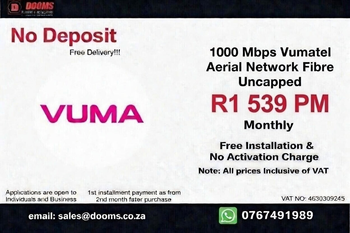 Vumatel Aerial Network Fibre Uncapped 1000 Mbps