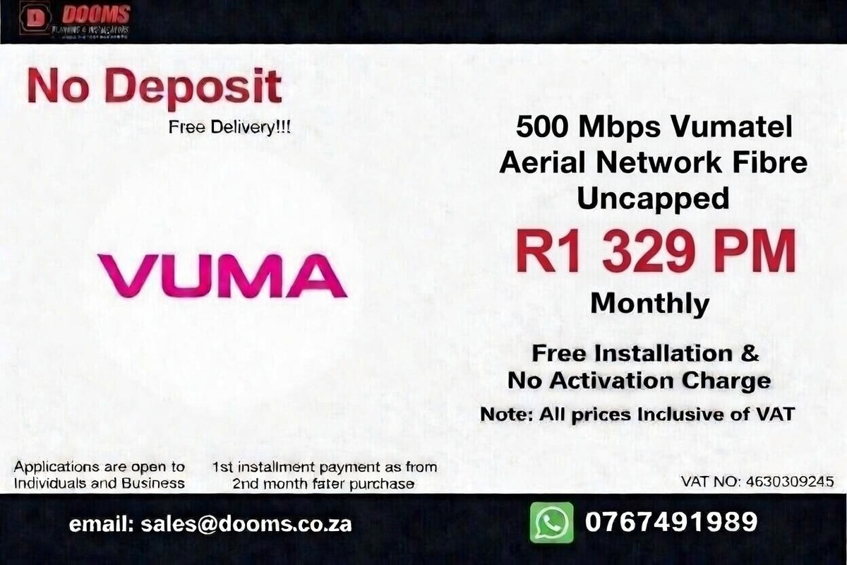 Vumatel Aerial Network Fibre Uncapped 500 Mbps