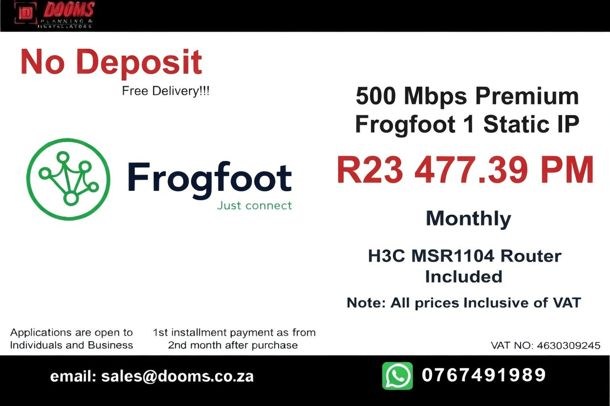 BUSINESS INTERNET FIBRE FROGFOOT DEDICATED 500 - 500MBPS