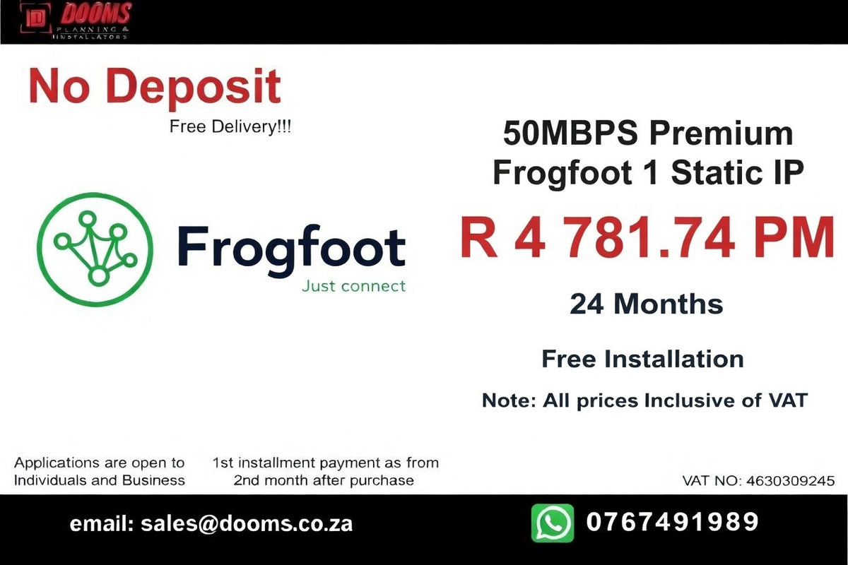 BUSINESS INTERNET FIBRE FROGFOOT DEDICATED 50MBPS