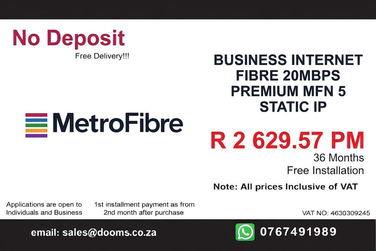 BUSINESS INTERNET FIBRE MFN DEDICATED 20MBPS