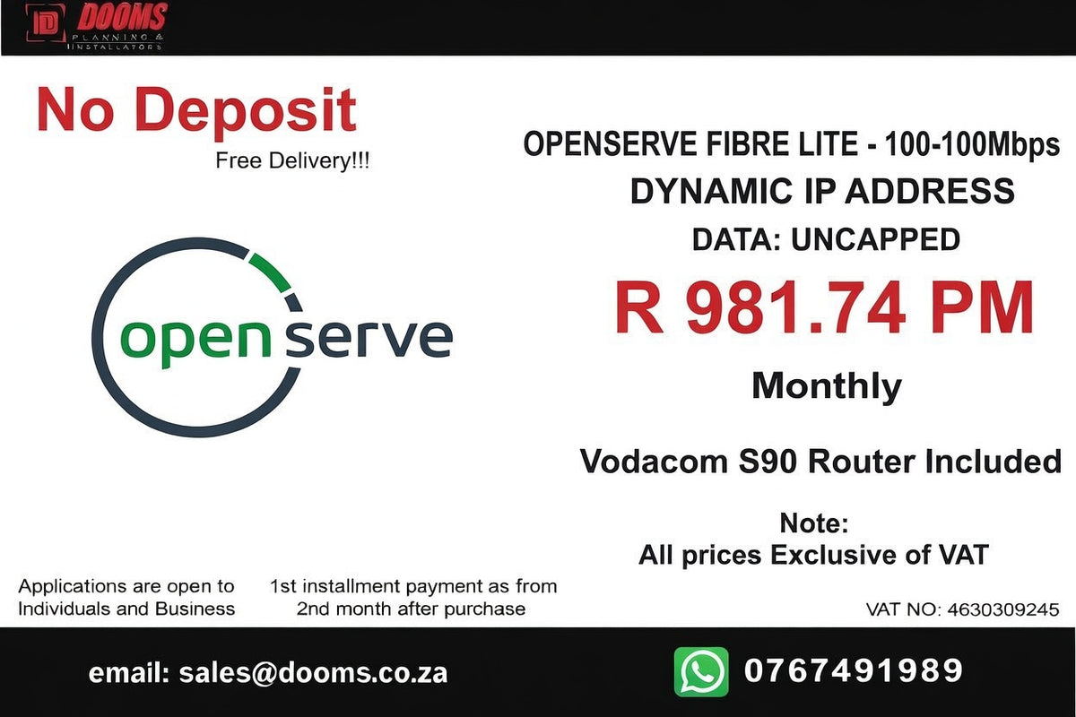 BUSINESS INTERNET FIBRE OPENSERVE LITE 100MBPS - 100MBPS