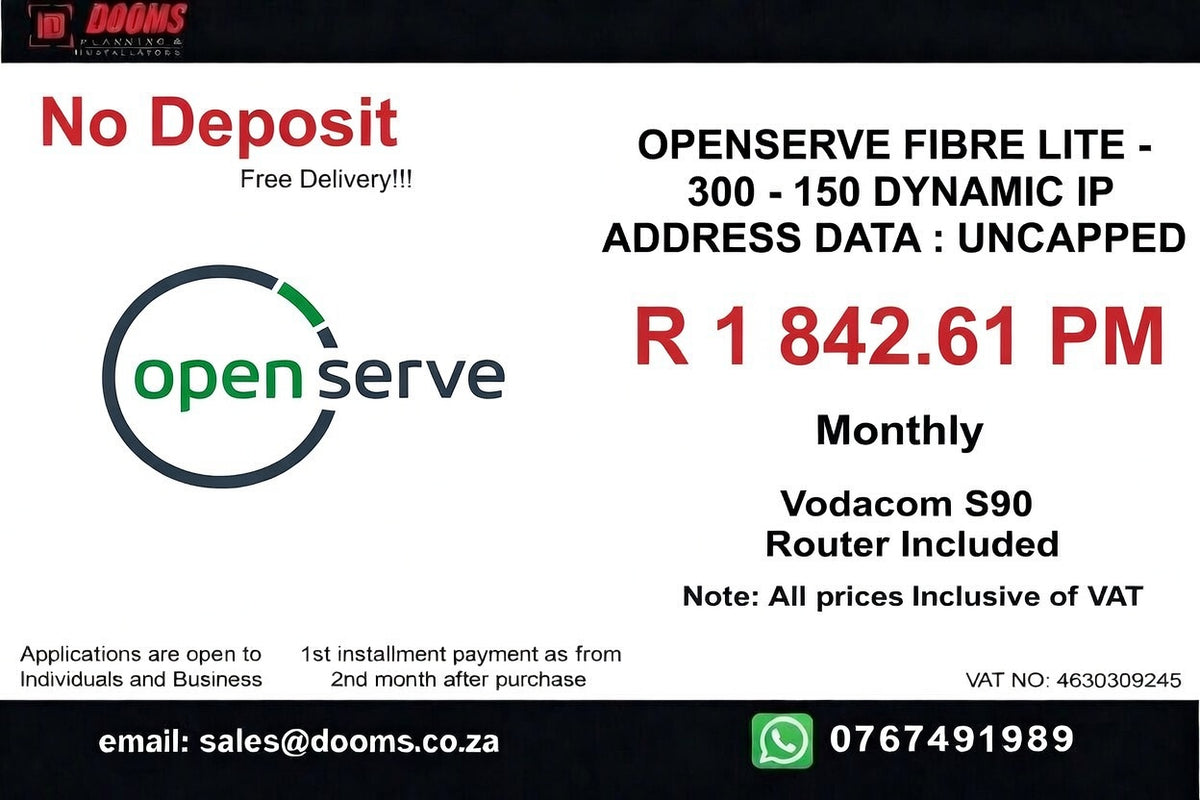 BUSINESS INTERNET FIBRE OPENSERVE LITE 300MBPS - 150MBPS