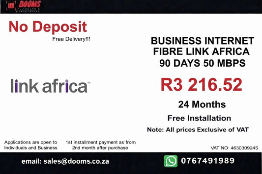 BUSINESS INTERNET FIBRE LINK AFRICA 90 DAYS 50 MBPS