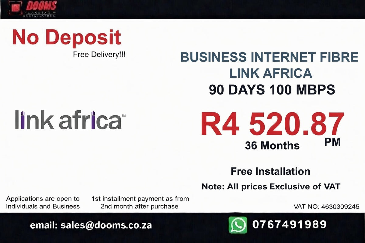 BUSINESS INTERNET FIBRE LINK AFRICA 90 DAYS 100 MBPS