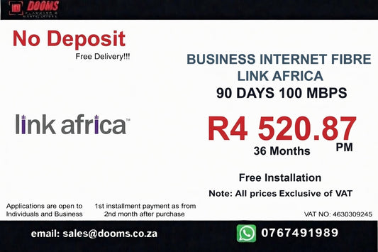 BUSINESS INTERNET FIBRE LINK AFRICA 90 DAYS 100 MBPS
