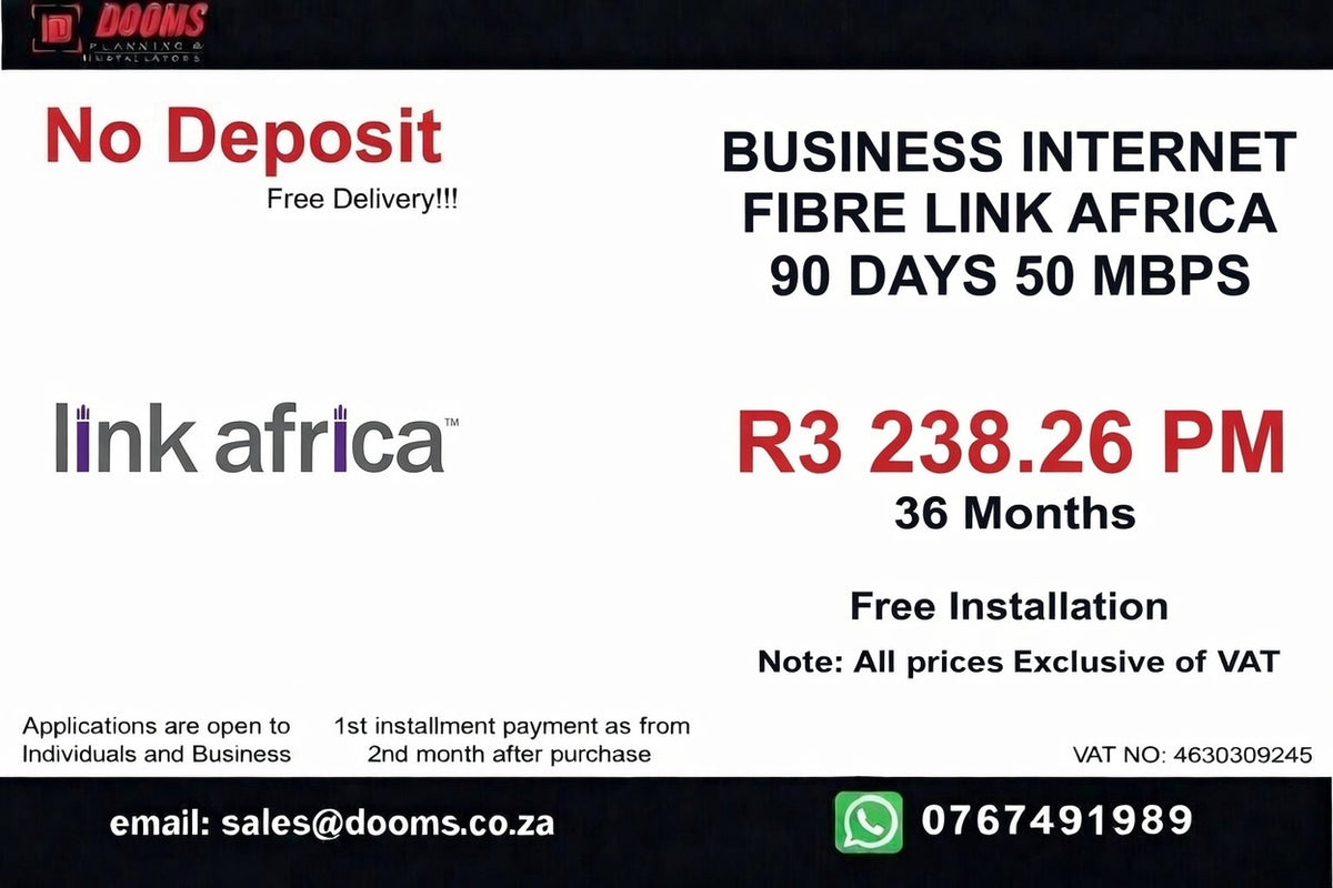 BUSINESS INTERNET FIBRE LINK AFRICA 90 DAYS 50 MBPS