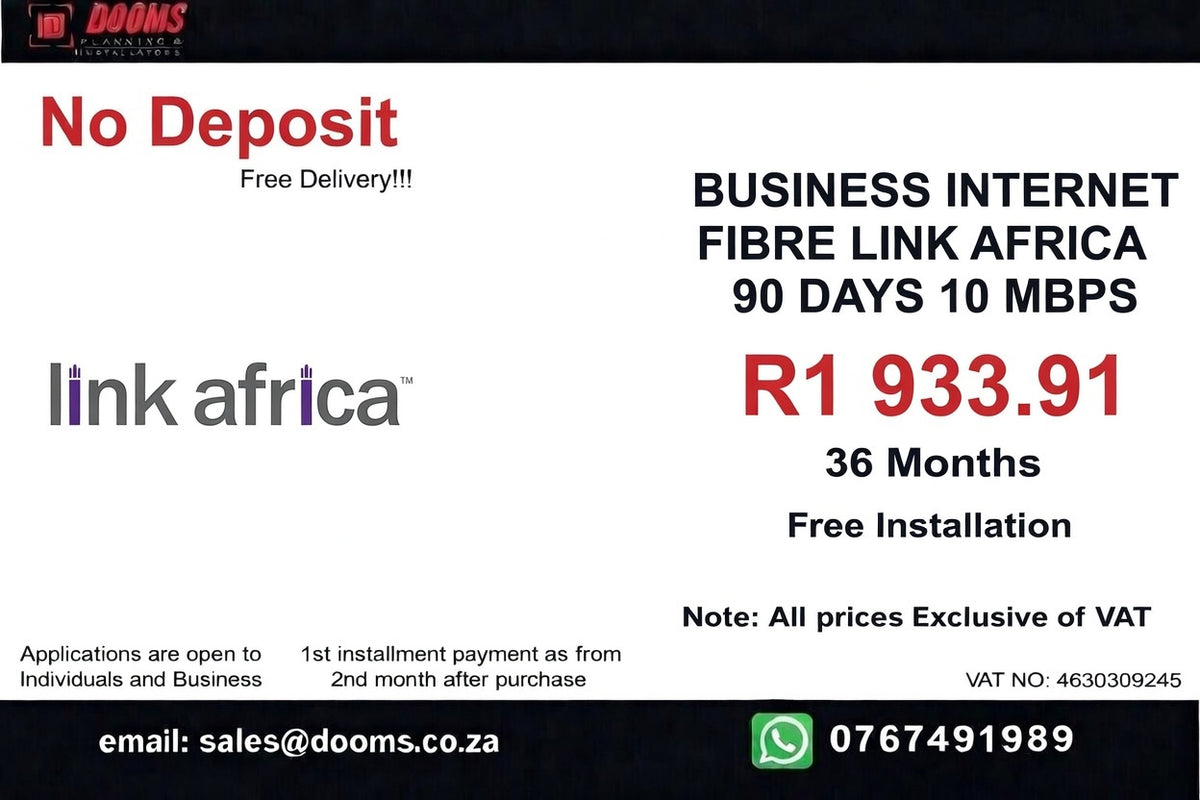 BUSINESS INTERNET FIBRE LINK AFRICA 90 DAYS 10 MBPS