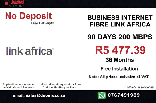 BUSINESS INTERNET FIBRE LINK AFRICA 90 DAYS 200 MBPS