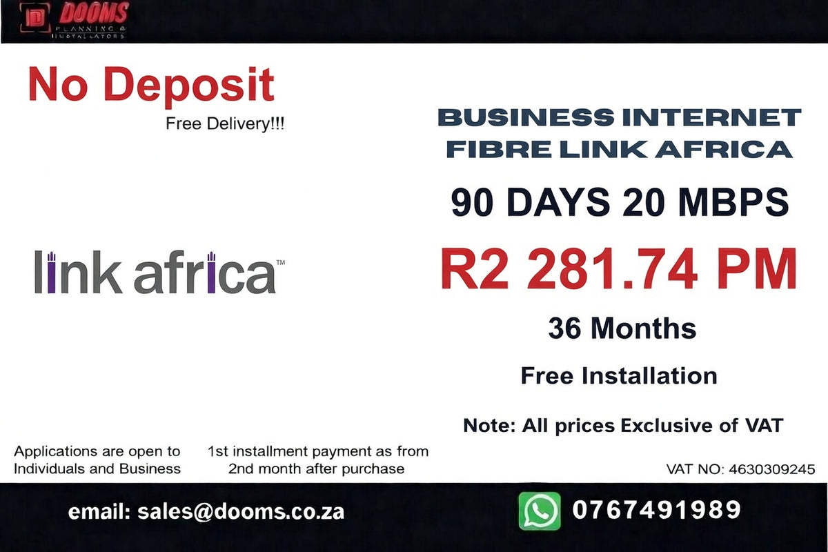 BUSINESS INTERNET FIBRE LINK AFRICA 90 DAYS 20 MBPS
