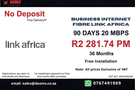 BUSINESS INTERNET FIBRE LINK AFRICA 90 DAYS 20 MBPS