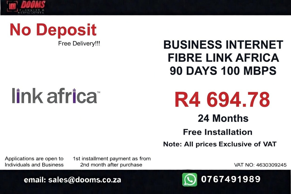 BUSINESS INTERNET FIBRE LINK AFRICA 90 DAYS 100 MBPS