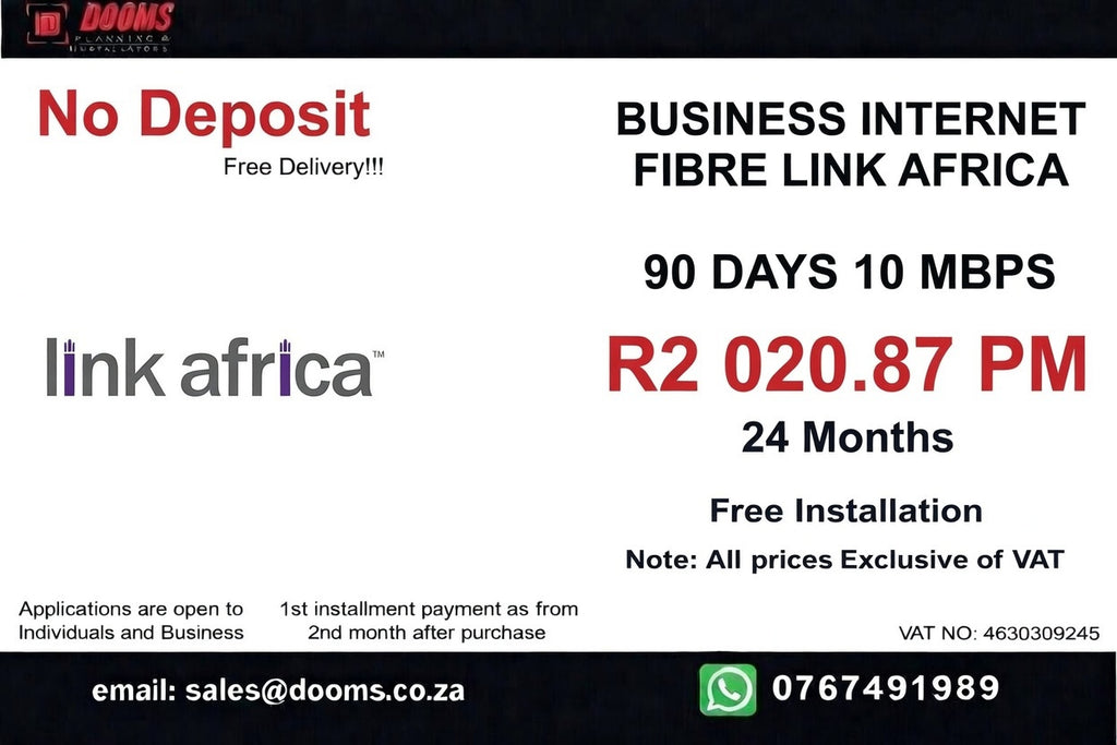 BUSINESS INTERNET FIBRE LINK AFRICA 90 DAYS 10 MBPS