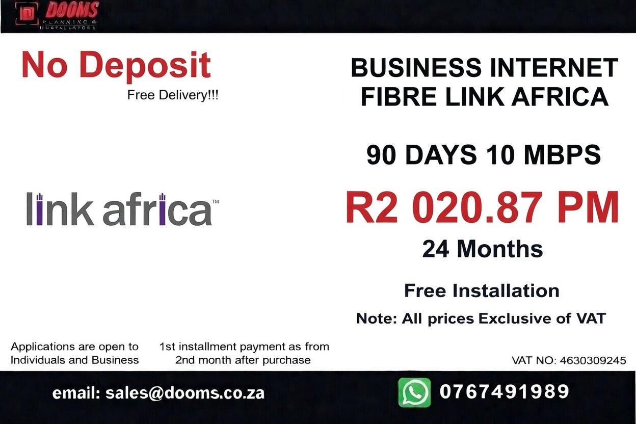 BUSINESS INTERNET FIBRE LINK AFRICA 90 DAYS 10 MBPS