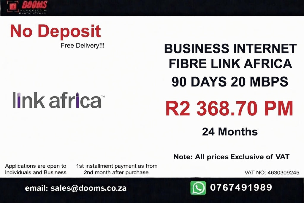 BUSINESS INTERNET FIBRE LINK AFRICA 90 DAYS 20 MBPS