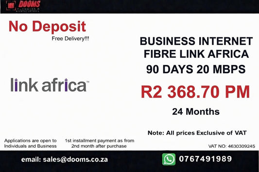 BUSINESS INTERNET FIBRE LINK AFRICA 90 DAYS 20 MBPS