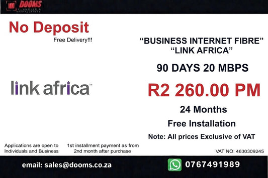 BUSINESS INTERNET FIBRE LINK AFRICA 90 DAYS 20 MBPS