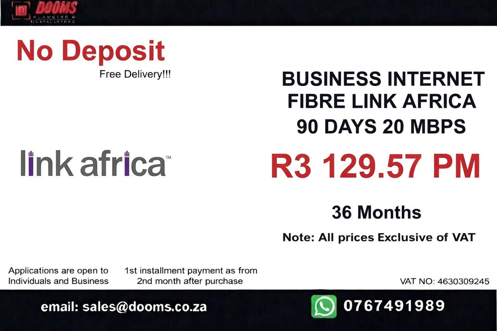 BUSINESS INTERNET FIBRE LINK AFRICA 90 DAYS 50 MBPS