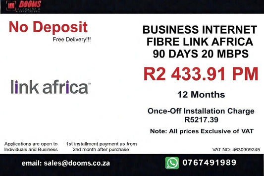 BUSINESS INTERNET FIBRE LINK AFRICA 90 DAYS 20 MBPS