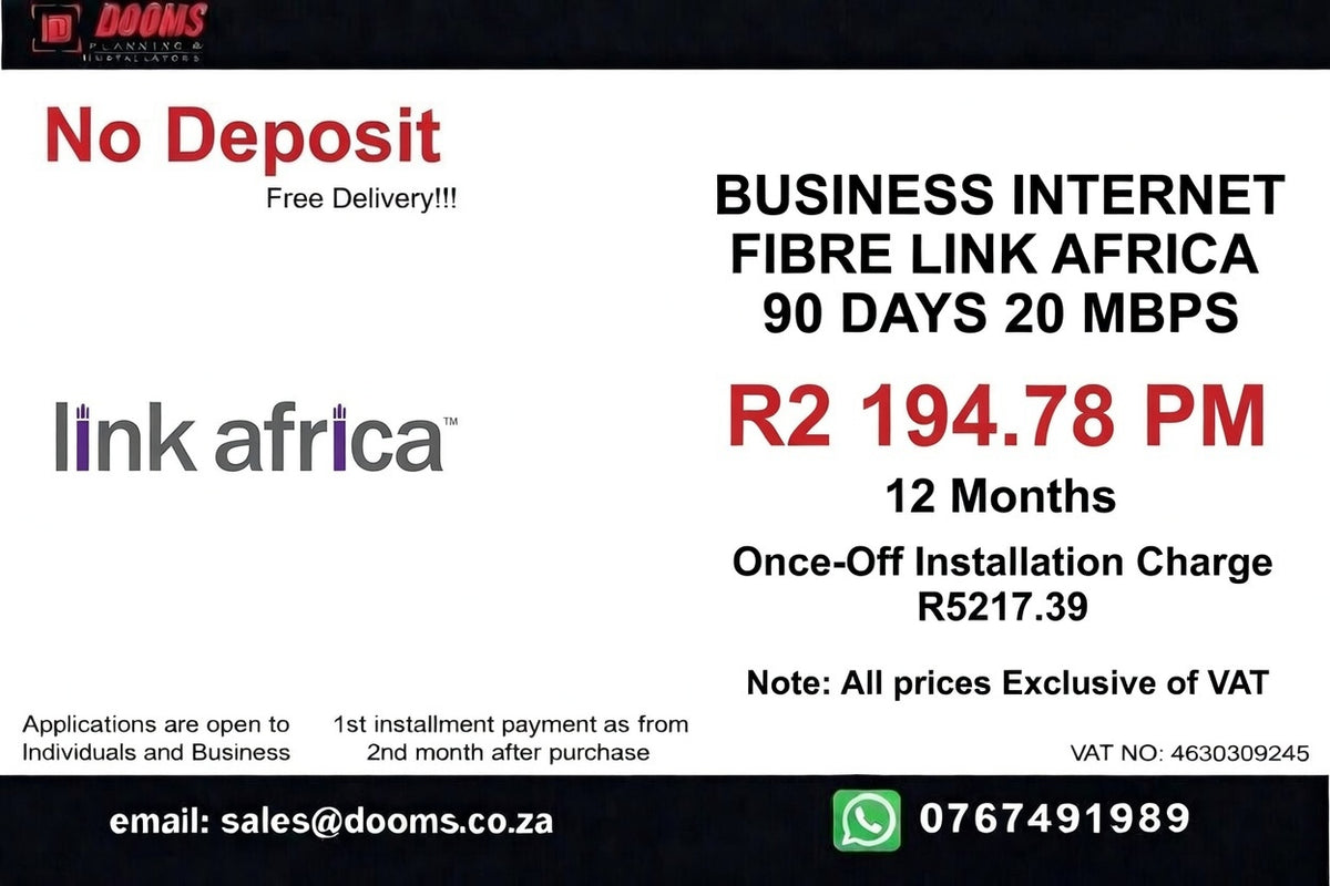 BUSINESS INTERNET FIBRE LINK AFRICA 90 DAYS 10 MBPS