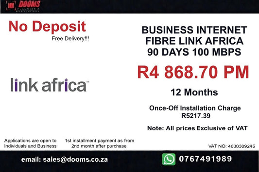 BUSINESS INTERNET FIBRE LINK AFRICA 90 DAYS 100 MBPS