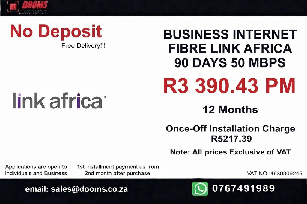 BUSINESS INTERNET FIBRE LINK AFRICA 90 DAYS 50 MBPS