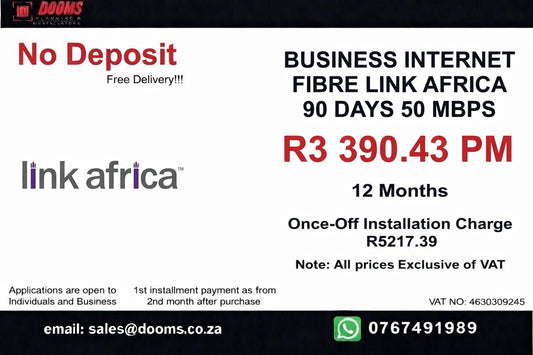 BUSINESS INTERNET FIBRE LINK AFRICA 90 DAYS 50 MBPS