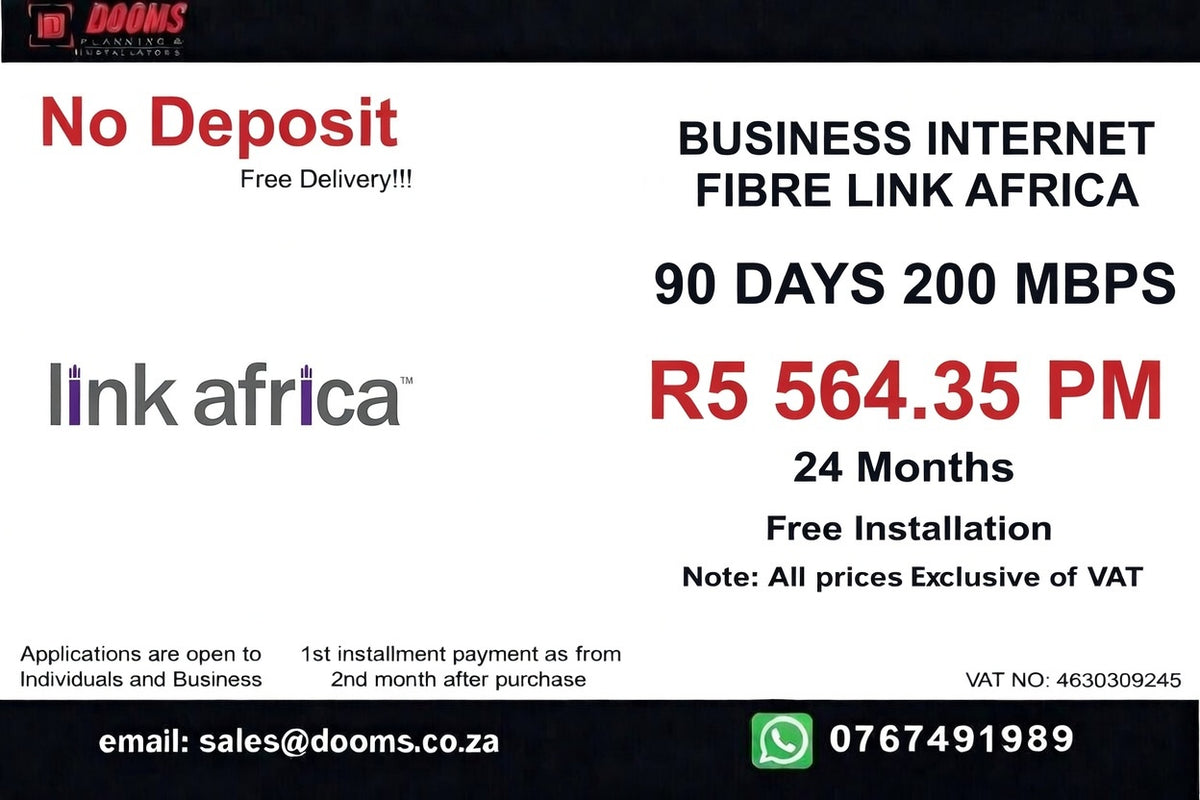 BUSINESS INTERNET FIBRE LINK AFRICA 90 DAYS 200 MBPS