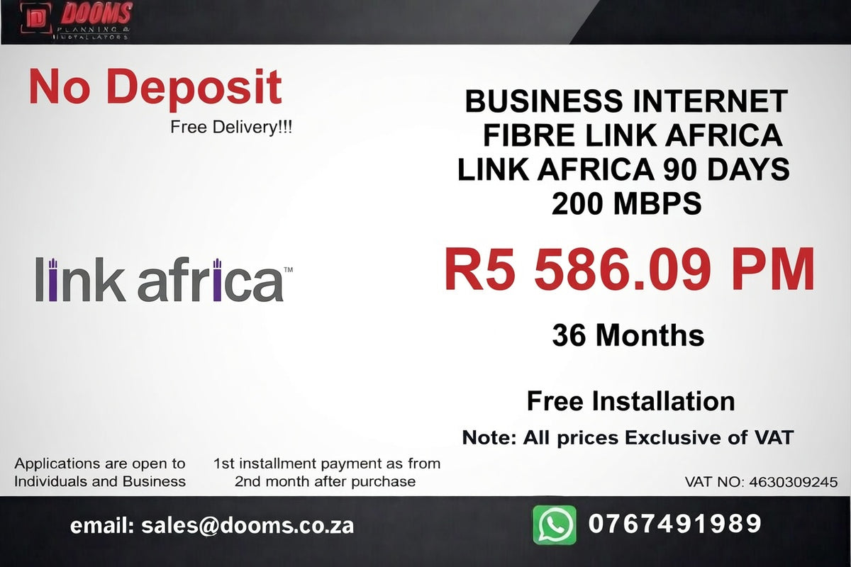 BUSINESS INTERNET FIBRE LINK AFRICA 90 DAYS 200 MBPS