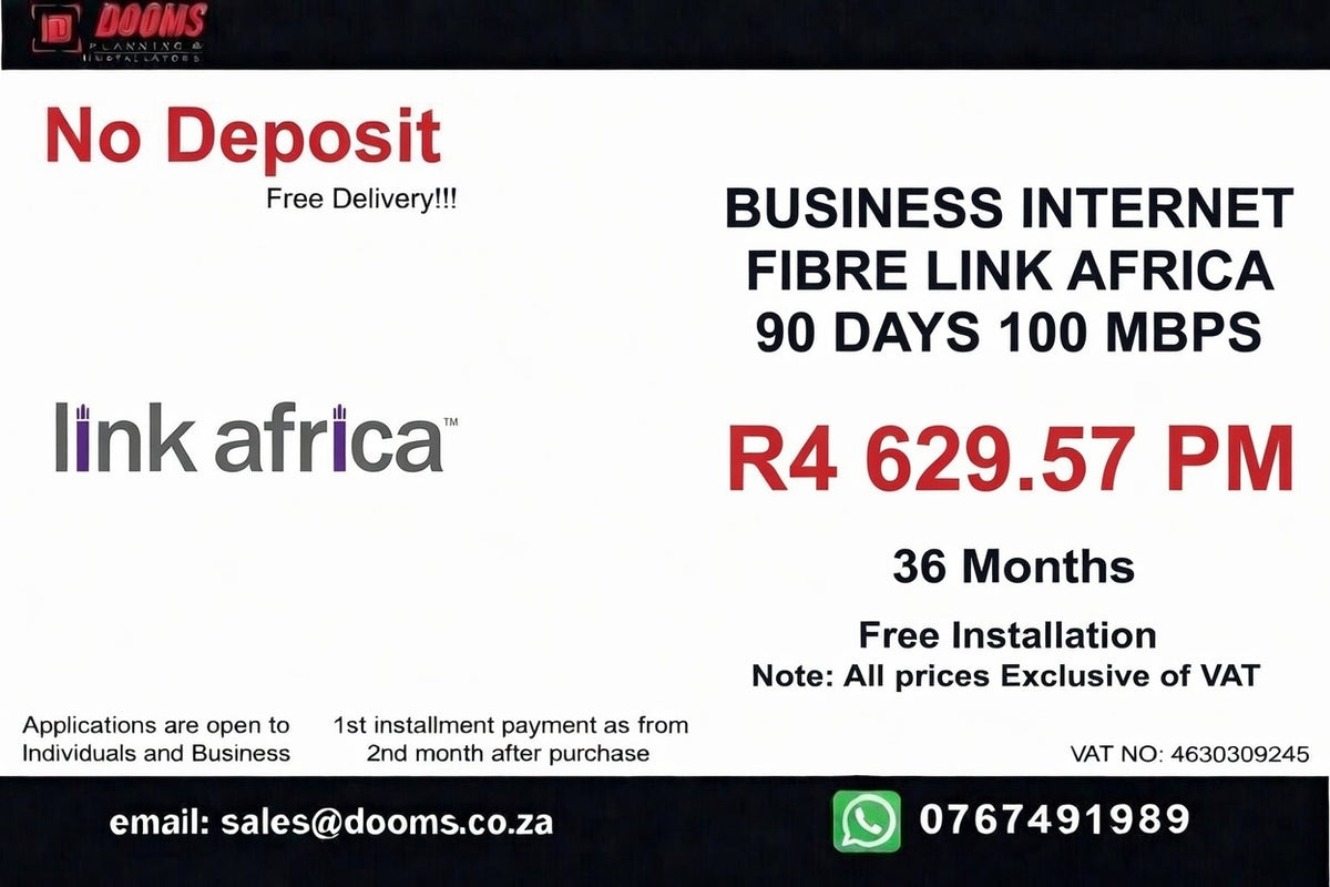 BUSINESS INTERNET FIBRE LINK AFRICA 90 DAYS 100 MBPS