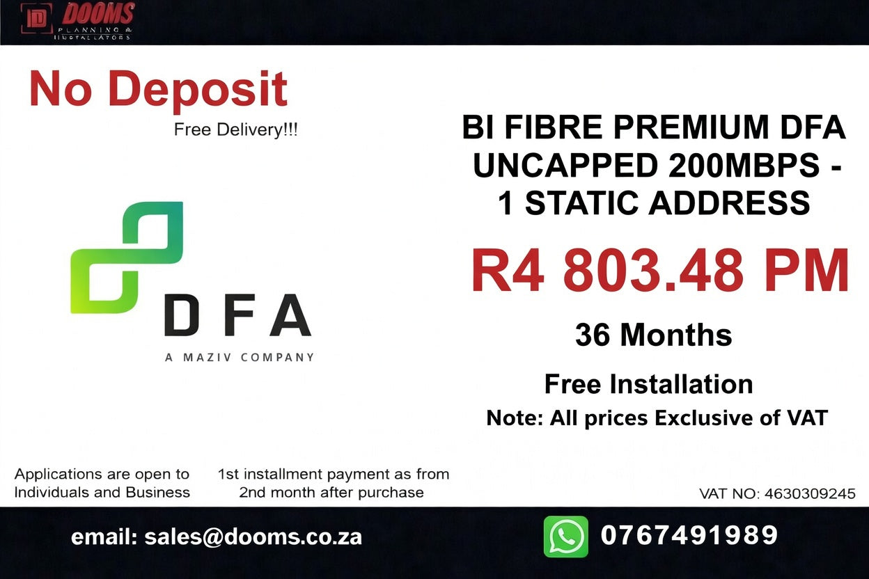 BUSINESS INTERNET FIBRE DFA 200MBPS