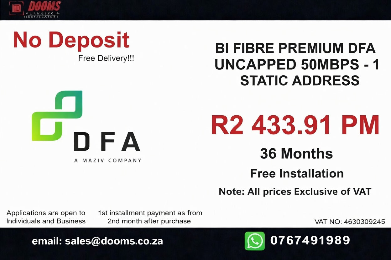 BUSINESS INTERNET FIBRE DFA 50MBPS