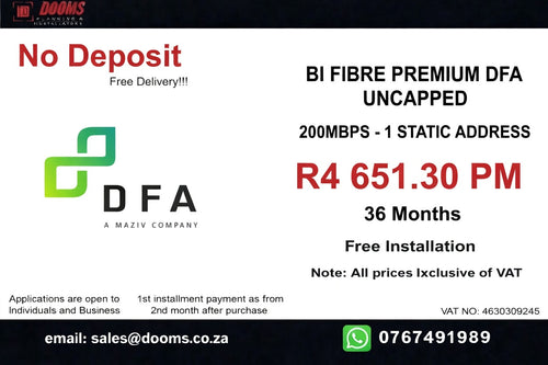 BUSINESS INTERNET FIBRE DFA 200 MBPS