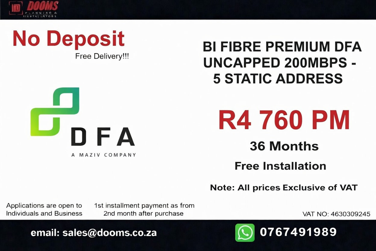 BUSINESS INTERNET FIBRE DFA 200 MBPS