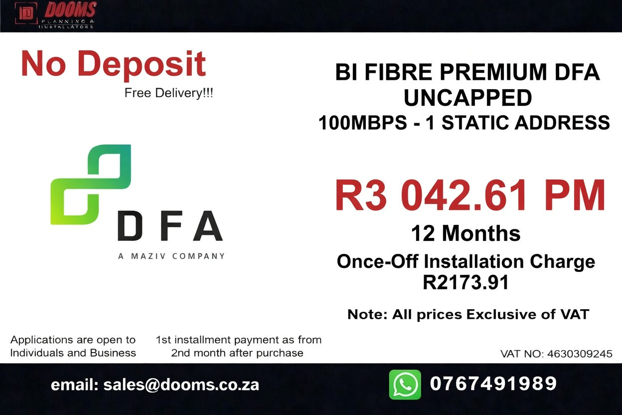 BUSINESS INTERNET FIBRE DFA 100 MBPS