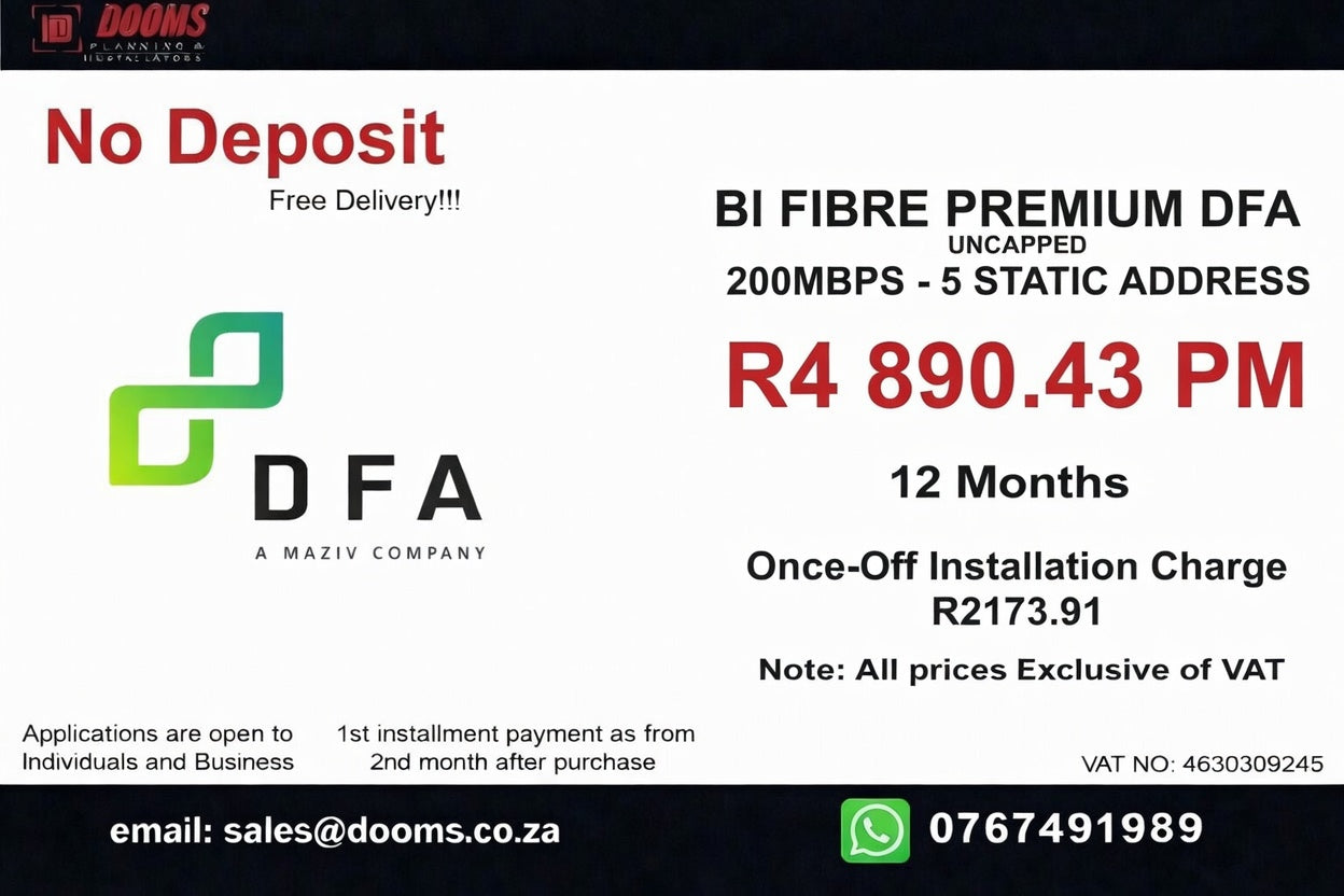 BUSINESS INTERNET FIBRE DFA 200 MBPS