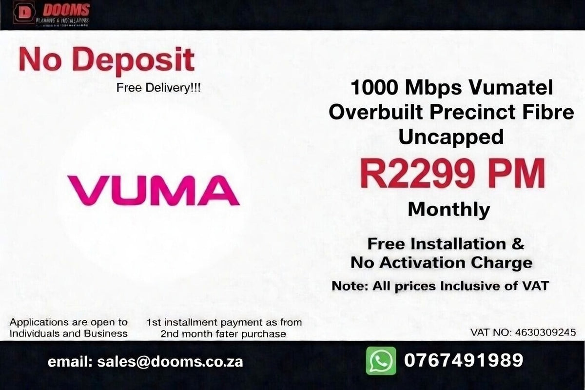 Vumatel Overbuilt Precinct Fibre Uncapped 1000 Mbps