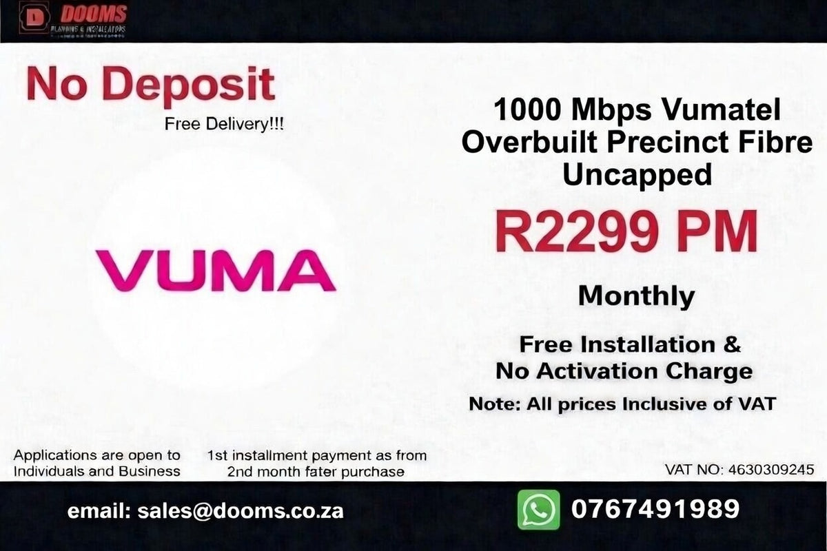 Vumatel Overbuilt Precinct Fibre Uncapped 1000 Mbps