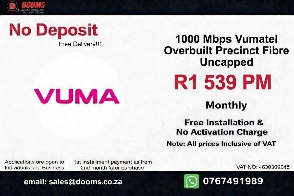 Vumatel Overbuilt Precinct Fibre Uncapped 1000 Mbps