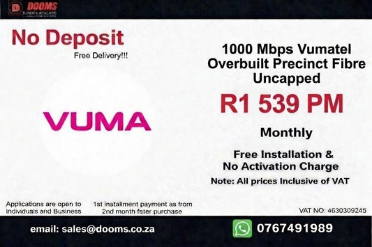 Vumatel Overbuilt Precinct Fibre Uncapped 1000 Mbps