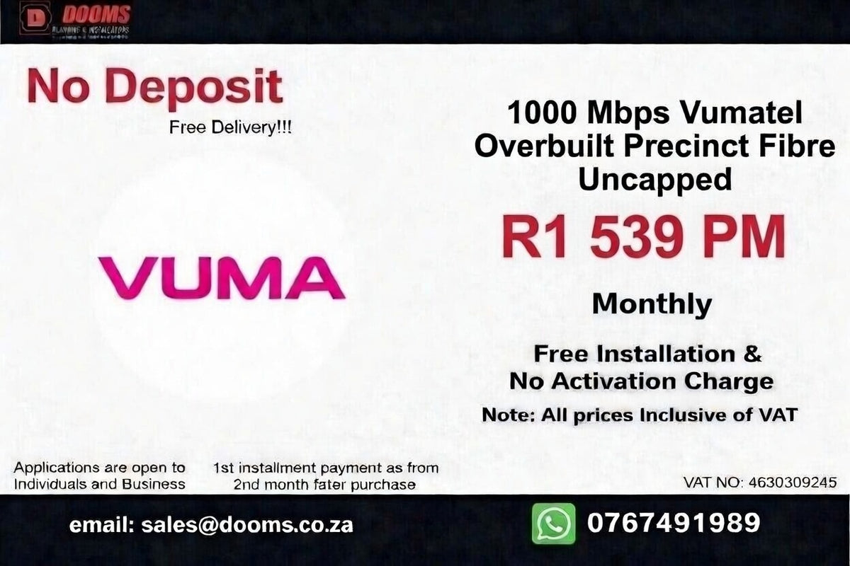 Vumatel Overbuilt Precinct Fibre Uncapped 1000 Mbps