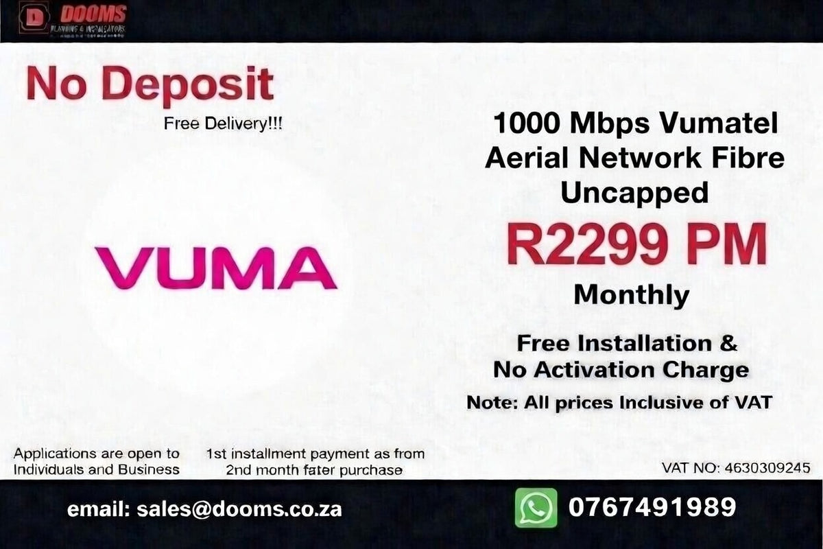 Vumatel Aerial Network Fibre Uncapped 1000 Mbps