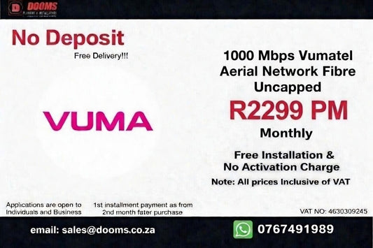 Vumatel Aerial Network Fibre Uncapped 1000 Mbps