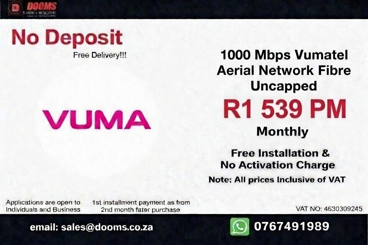 Vumatel Aerial Network Fibre Uncapped 1000 Mbps