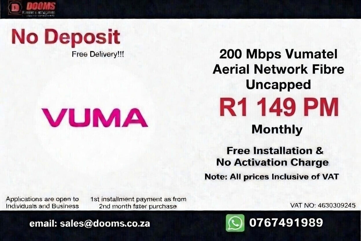 Vumatel Aerial Network Fibre Uncapped 200 Mbps