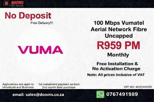 Vumatel Aerial Network Fibre Uncapped 100 Mbps