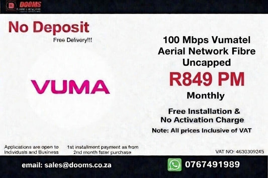 Vumatel Aerial Network Fibre Uncapped 100 Mbps
