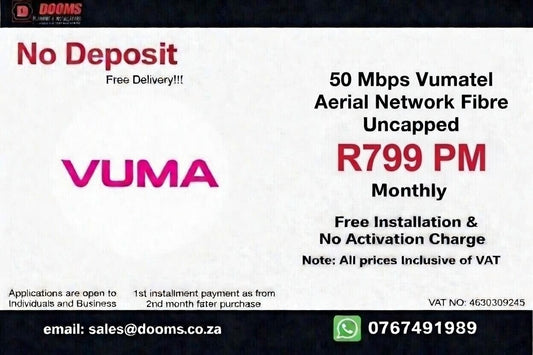 Vumatel Aerial Network Fibre Uncapped 50 Mbps