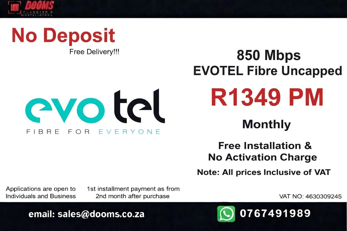 EVOTEL Fibre Uncapped 850 Mbps