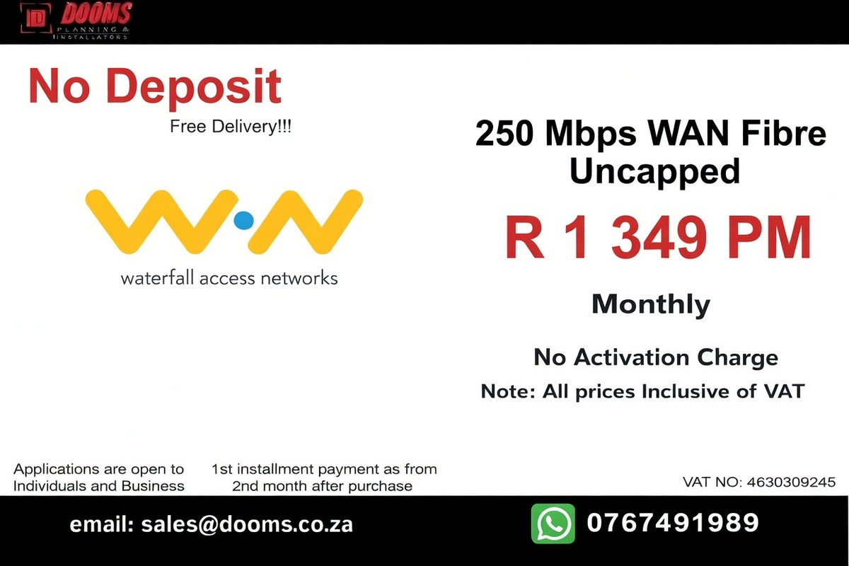 WAN Fibre Uncapped 250 Mbps